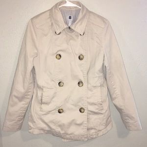 Lined Khaki Button Up Peacoat
